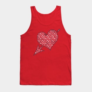 Arrow piercing red grunge heart with white stars Tank Top